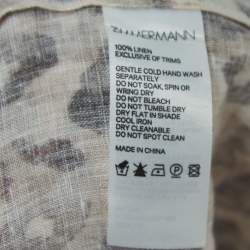Zimmermann Beige Print Linen Button Front Midi Dress S