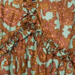 Pre Owned Zimmermann Brown All-Over Print Silk Sleeveless Ruffled Mini Dress L