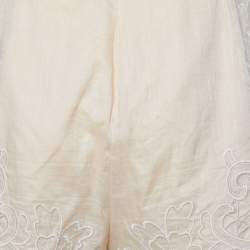 Pre Owned Zimmermann Cream Embroidered Cotton Belted Shorts S