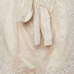 Pre Owned Zimmermann Cream Embroidered Cotton Belted Shorts S