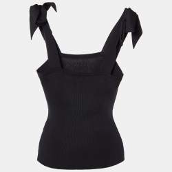 Pre Owned Zimmermann Black Rib Knit Lulu'Tie Shoulder Detail Tank Top XS