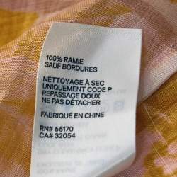 Pre Owned Zimmermann Yellow Floral Print Ramie Buttoned Long Sleeve Blouse S