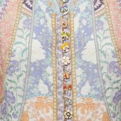 Zimmermann Multicolor Print Ramie Embellished Buttons Long Sleeve Blouse S