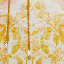 Zimmermann Yellow Floral Print Linen Belted Midi Skirt S