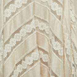 Pre Owned Zimmermann Cream Satin Lace Trimmed Maxi Skirt L