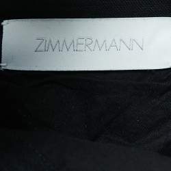 Zimmermann Black Floral Embroidered Linen Open-Back Midi Dress S 