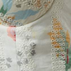 Pre Owned Zimmermann White Floral Printed Cotton Bustier Midi Dress L