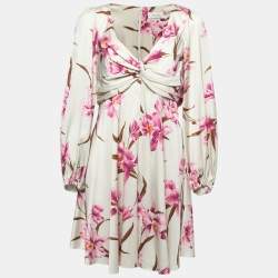 Zimmermann Cream Floral Printed Silk Twist Knot Dress XL