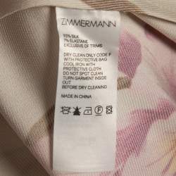 Zimmermann Cream Floral Printed Silk Twist Knot Dress XL