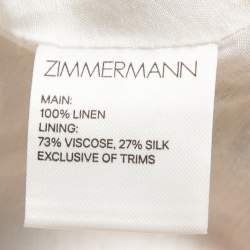 Pre Owned Zimmermann White Floral Print Linen Flutter Mini Dress M