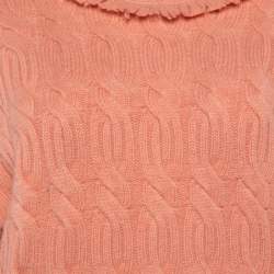 Pre Owned Zimmermann Light Pink Wool & Cashmere knit Fringe Detail Sweater M