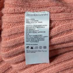 Pre Owned Zimmermann Light Pink Wool & Cashmere knit Fringe Detail Sweater M