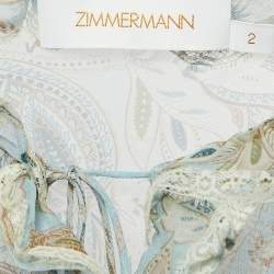 Pre Owned Zimmermann Blue Paisley Print Silk Tiered Ladybeetle Midi Dress M