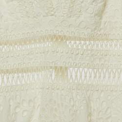 Pre Owned Zimmermann White Cutwork & Lace Lovehorn Mini Dress S