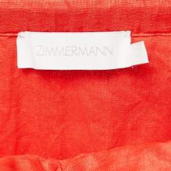 Pre Owned Zimmermann Orange Linen Halter Neck Midi Dress S