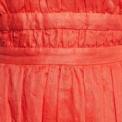 Pre Owned Zimmermann Orange Linen Halter Neck Midi Dress S
