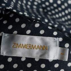 Zimmermann Black Polka Dot Printed Linen Ruffled Crop Top M
