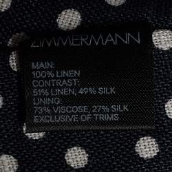 Zimmermann Black Polka Dot Printed Linen Ruffled Crop Top M