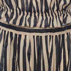 Zimmermann Beige & Black Striped Cotton Off Shoulder Crop Top & Midi Skirt M