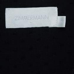 Pre Owned Zimmermann Black Dotted Cotton Waist Tie Detailed Mini Dress L