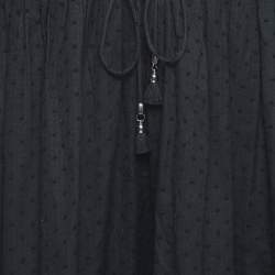 Pre Owned Zimmermann Black Dotted Cotton Waist Tie Detailed Mini Dress L