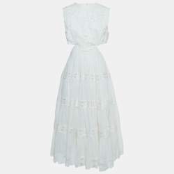 Zimmermann White Linen Cut-out Cassia Sleeveless Midi Dress L