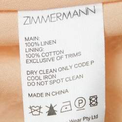 Pre Owned Zimmermann Light Orange Floral Print Linen Bralette Midi Dress L