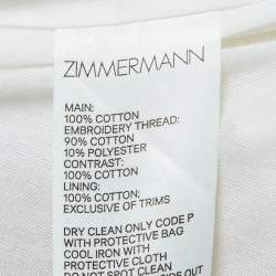 Pre Owned Zimmermann White Broderie Anglaise Cotton Cutout Tie-Front Midi Dress L