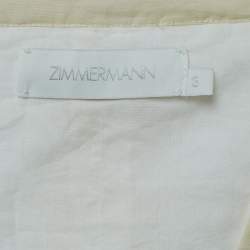 Pre Owned Zimmermann White Broderie Anglaise Cotton Cutout Tie-Front Midi Dress L