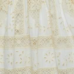 Pre Owned Zimmermann White Broderie Anglaise Cotton Cutout Tie-Front Midi Dress L