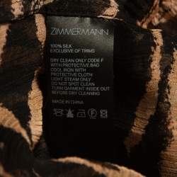 Pre Owned Zimmermann Brown Animal Print Silk Mini Dress L