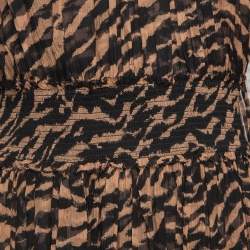Pre Owned Zimmermann Brown Animal Print Silk Mini Dress L
