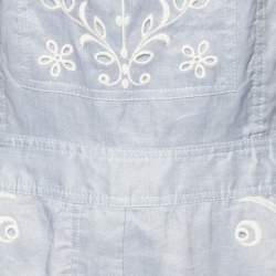 Zimmermann Blue Clover Broderie Anglaise Linen Cropped Jumpsuit M