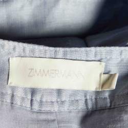 Zimmermann Blue Clover Broderie Anglaise Linen Cropped Jumpsuit M