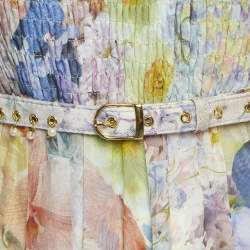 Pre Owned Zimmermann Multicolor Floral Print Cotton Blend Long Sleeve Belted Maxi Dress M