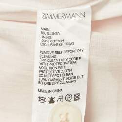 Pre Owned Zimmermann Pink Linen Wide Leg Belted Trousers S