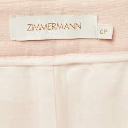 Pre Owned Zimmermann Pink Linen Wide Leg Belted Trousers S