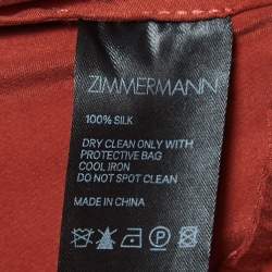 Pre Owned Zimmermann Brown Silk Wrap On Midi Dress M