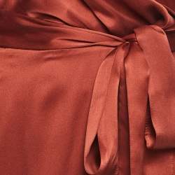 Pre Owned Zimmermann Brown Silk Wrap On Midi Dress M