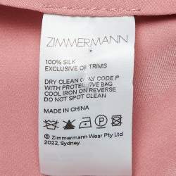 Pre Owned Zimmermann Pink Silk Wrap On Midi Dress M