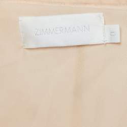 Pre Owned Zimmermann Peach Beige Floral Printed Chiffon Midi Dress S