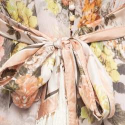 Pre Owned Zimmermann Peach Floral Printed Silk Mini Dresses M