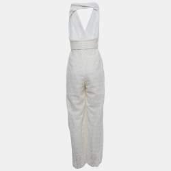 Zimmermann White Floral Pattern Lace Belted Jumpsuit M