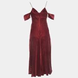 Pre Owned Zimmermann Maroon Brown Silk Cowl Neck Slip Dress M