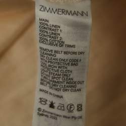 مملوكة مسبقًا Zimmermann Cream Luminosity Printed Linen Belted Midi Dress S