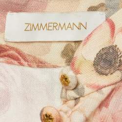 مملوكة مسبقًا Zimmermann Cream Luminosity Printed Linen Belted Midi Dress S