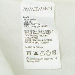 Pre Owned Zimmermann White Floral Print Linen Picnic Midi Dress M