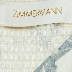 Pre Owned Zimmermann White Floral Print Linen Picnic Midi Dress M