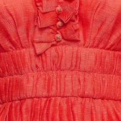 Pre Owned Zimmermann Red Linen and Silk Flared Mini Dress S