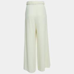 Zimmermann Cream Textured Crepe Belted Trousers M